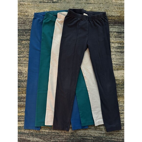 Hanna Andersson Girls Leggings Lot size 8, 130cm 4 Pairs Blue Black White - Picture 1 of 9